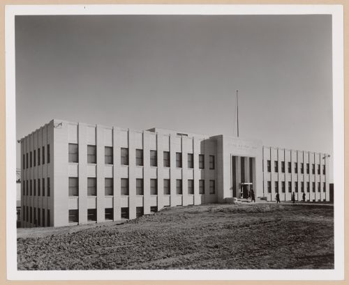 View of the principal façade of the Administration Building and Cafeteria, Keystone Steel and Wire Company Assembly Plant, Preonia, Illinois