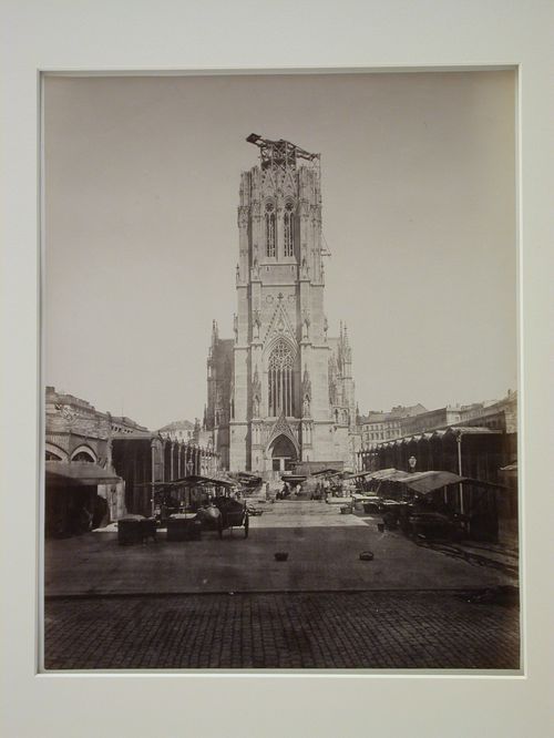 Church of Saint Nicolai, view of street leading up to west façade, Hamburg, Germany