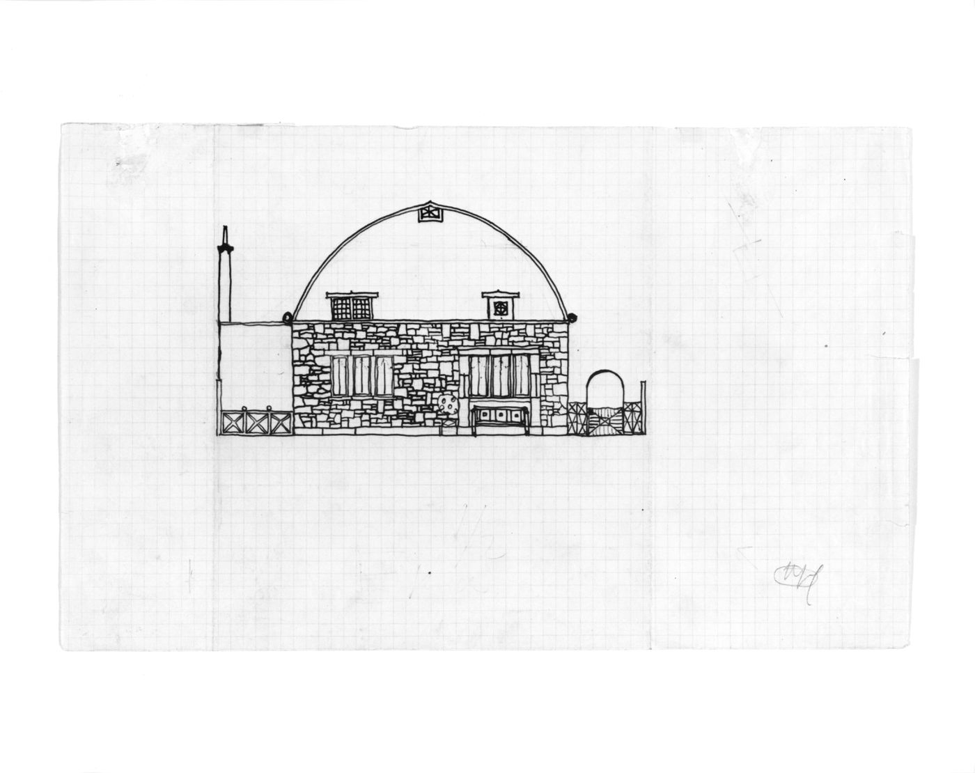 Rear elevation for the "second house" for Carl Moll