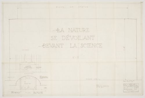 Montréal Neurological Institute, Montréal, Québec: drawing for marble base to statue in reception room