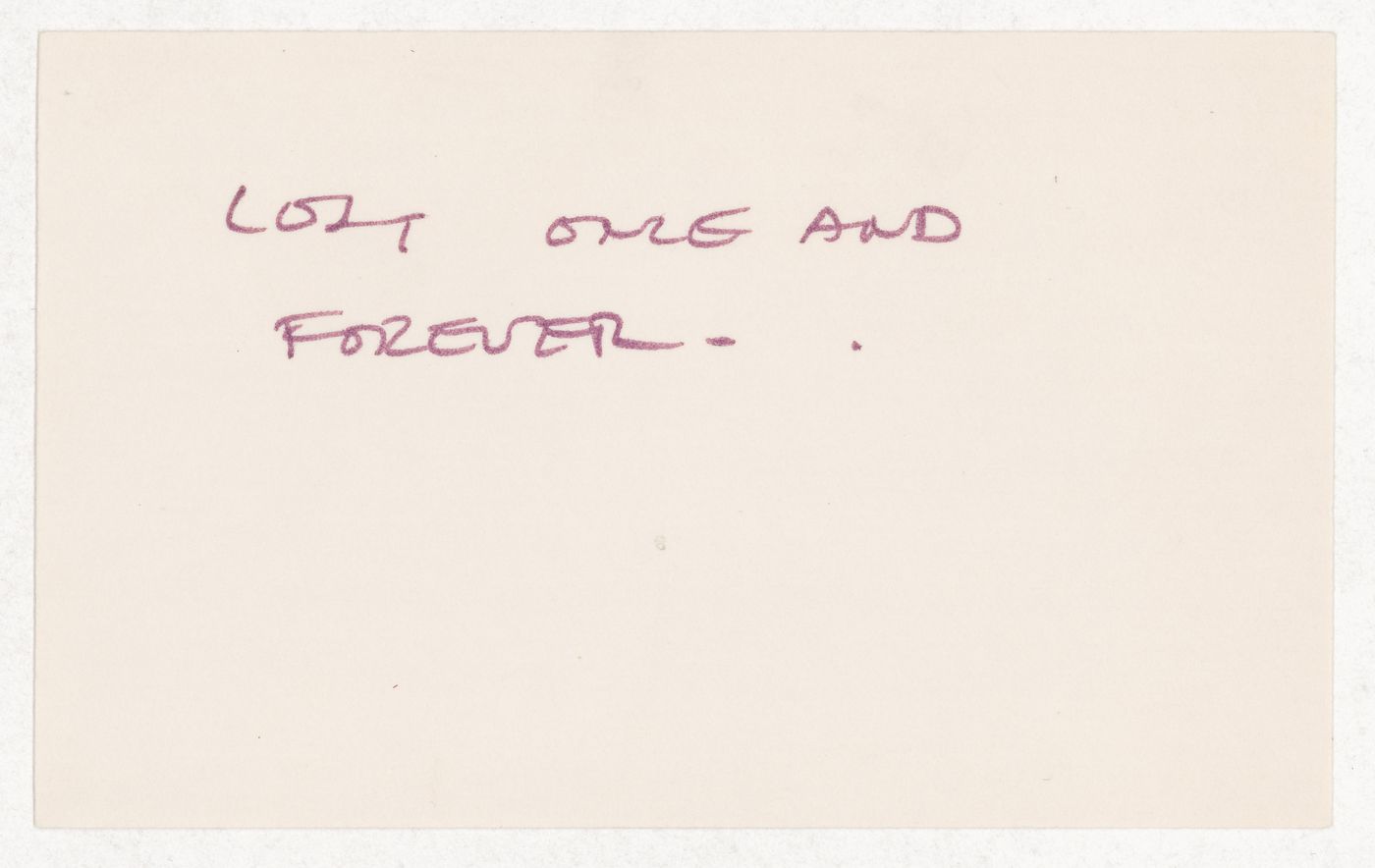 Lost once and forever.