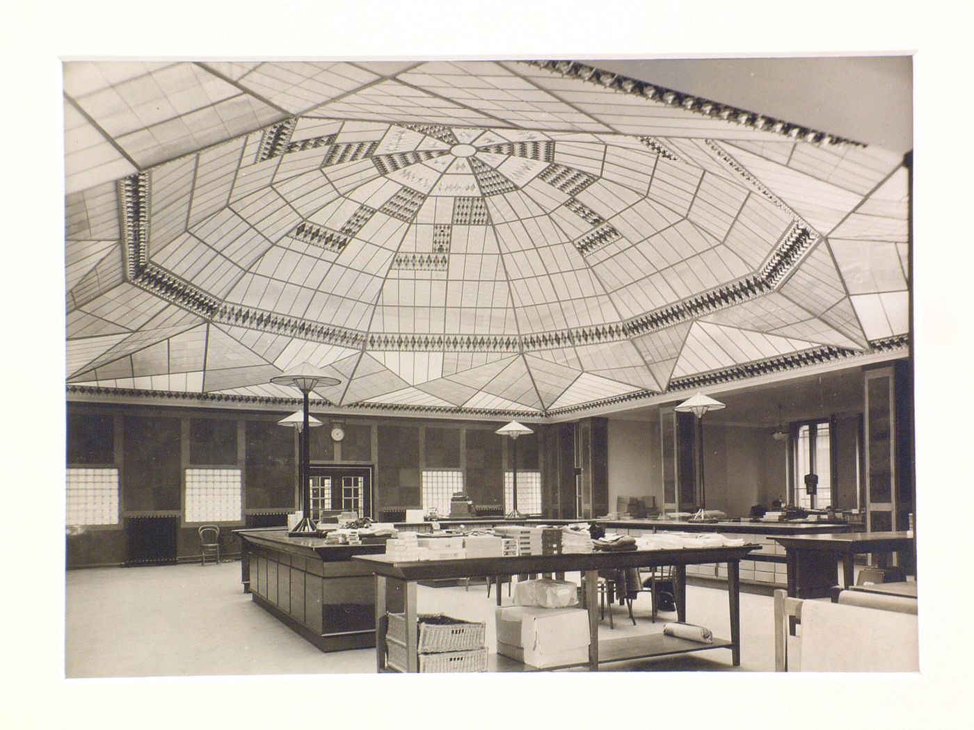 Interior view of glass roofed court, Heinrich Mittag's Department Store, Magdeburg, Germany
