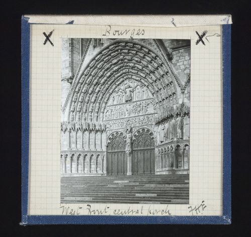 View of west portal of Cathédrale Saint-Etienne de Bourges, Bourges, France