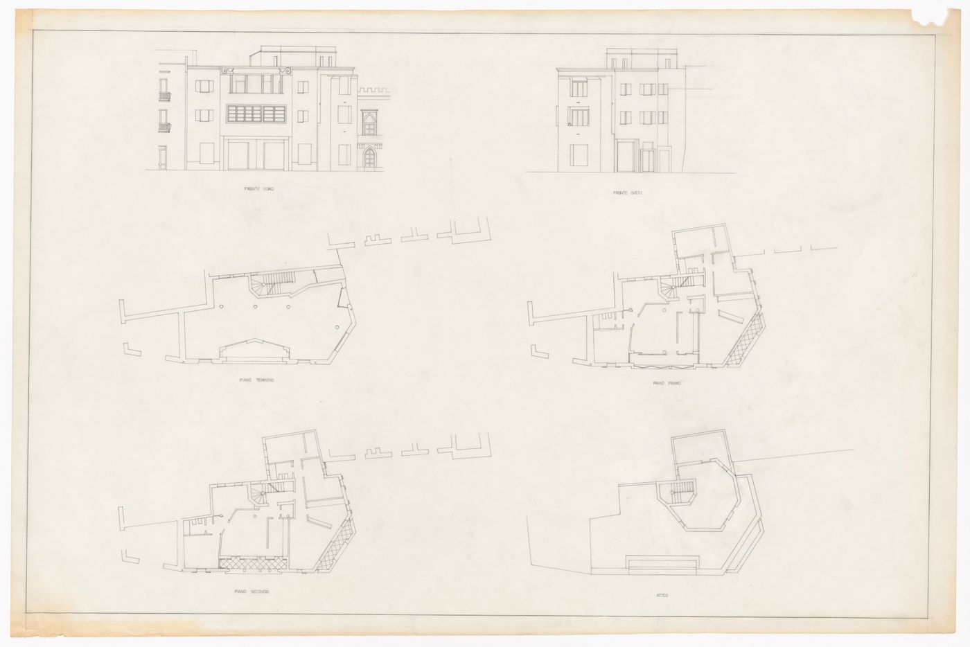 Elevations and floor plans for Casa sul Lungomare, Otranto, Italy
