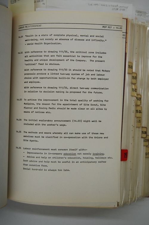 Labour reinforcement (paragraphs 14.01-14.06) (from McAppy report. Office copy, volume 2)