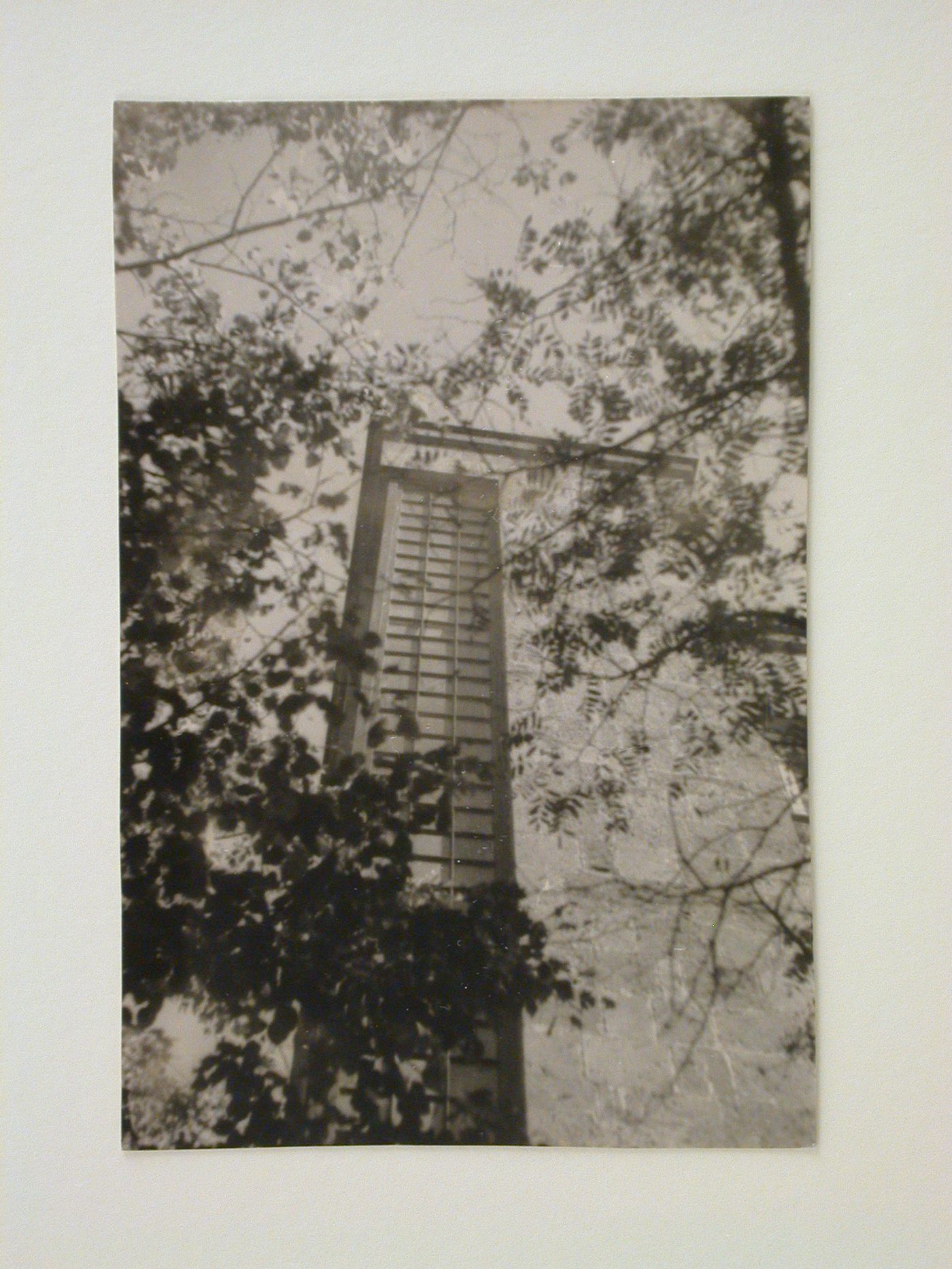 Exterior view of the Zoo-Veterinarian Institute dormitory showing the corner stairwell, Yerevan, Soviet Union (now in Armenia)