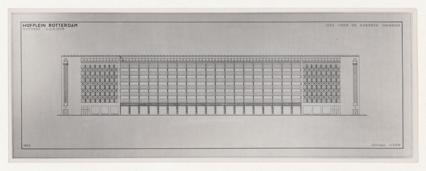 Photograph of an elevation for the reconstruction of the Hofplein (city centre), Rotterdam, Netherlands