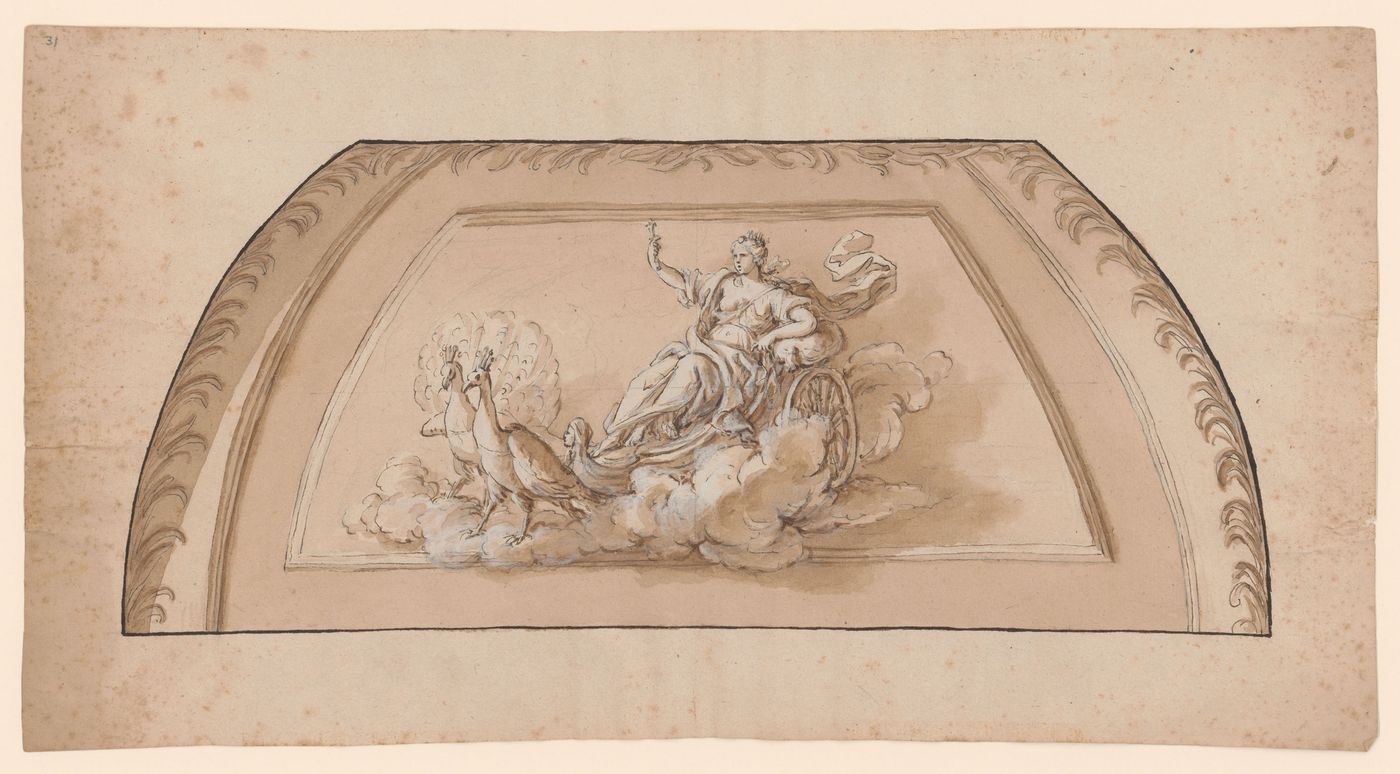 Elevation for a cove ceiling decorated with a scene of Juno in a chariot, for the Palazzo Lante, Rome, Italy