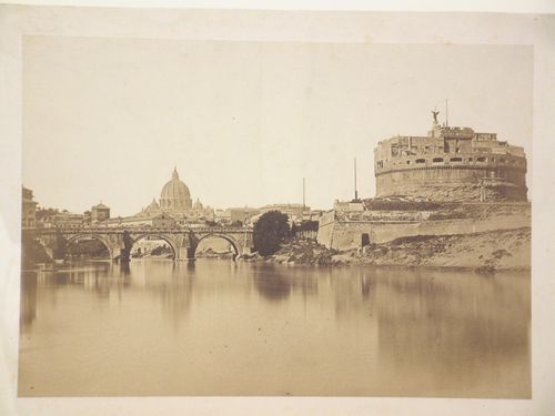 Castel S. Angelo and St. Peter's in background seen from the River Tiber, Rome, Italy