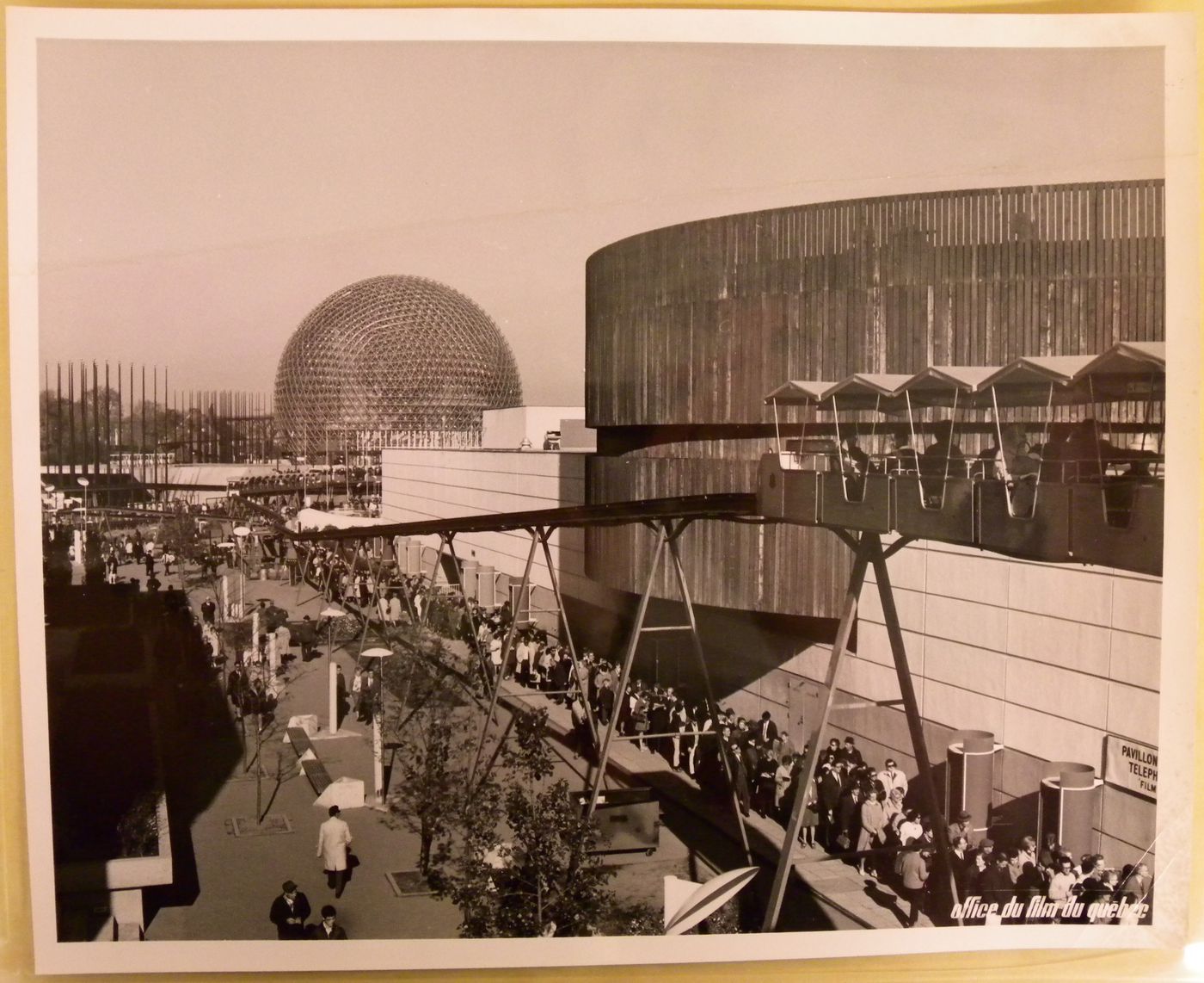View of the Telephone Pavilion with the Pavilion of the United States in background, Expo 67, Montréal, Québec