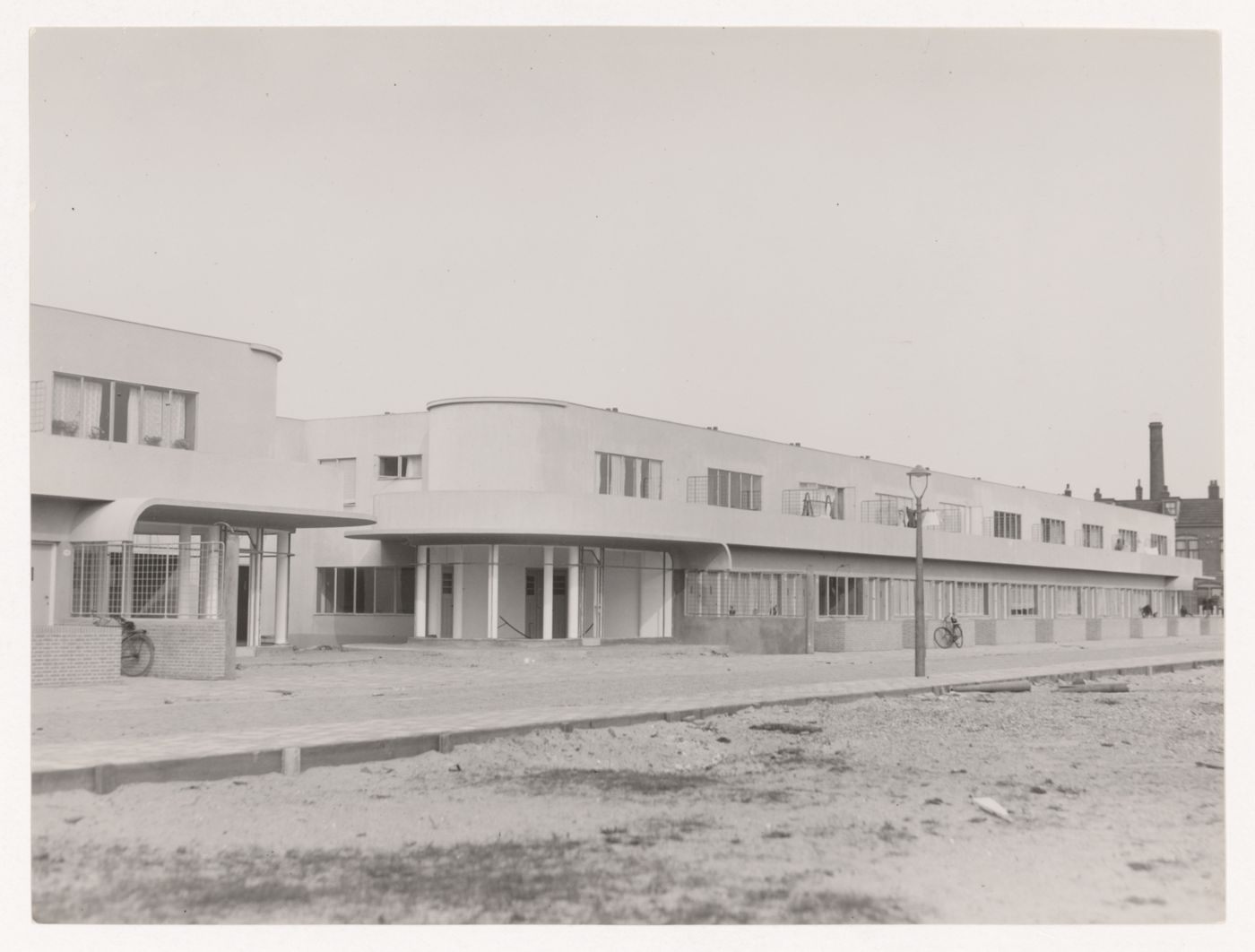 Exterior view of industrial row houses, Hoek van Holland, Netherlands