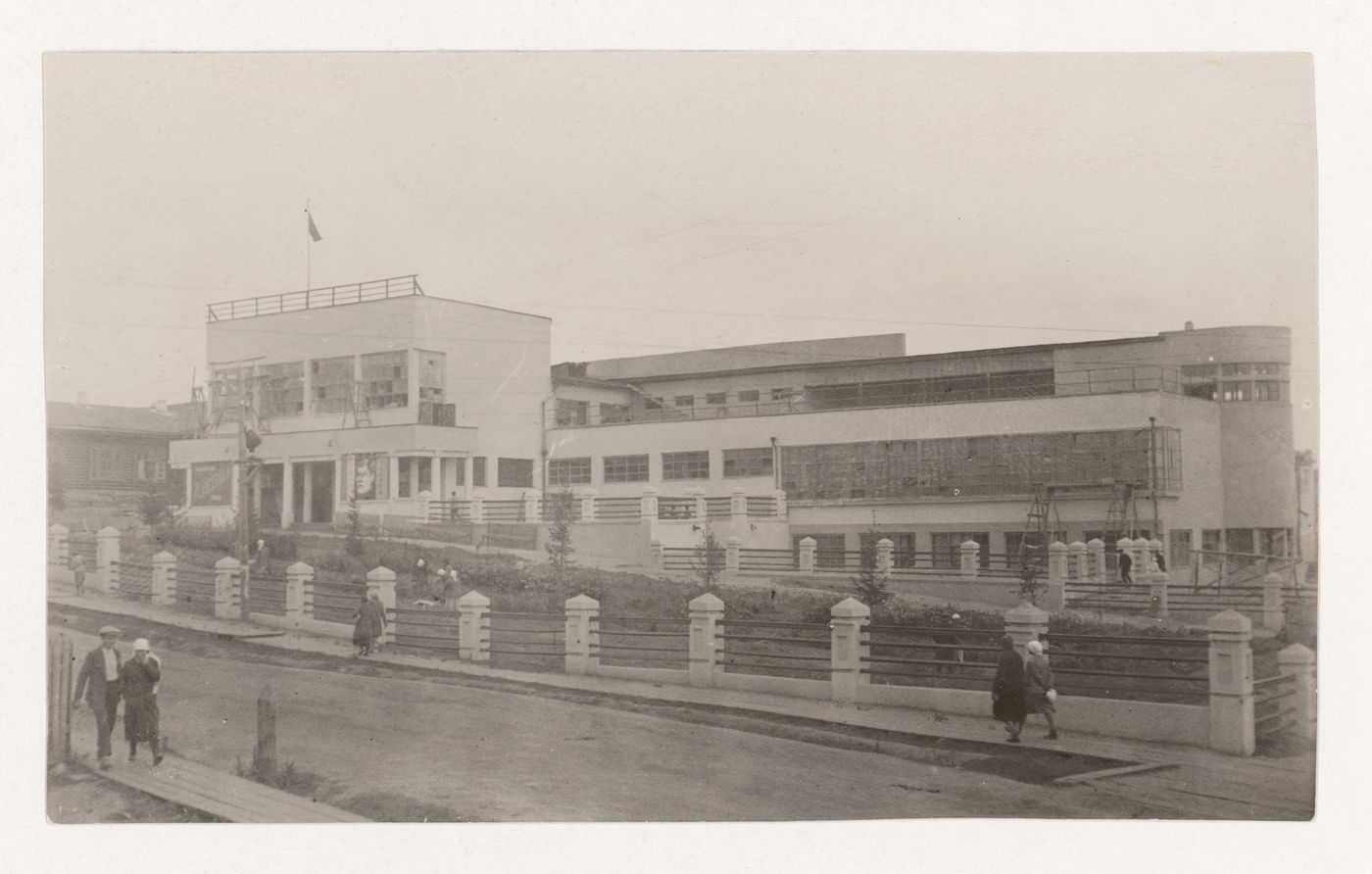 View of a club or a palace of culture, Prokopyevsk, Soviet Union (now in Russia)