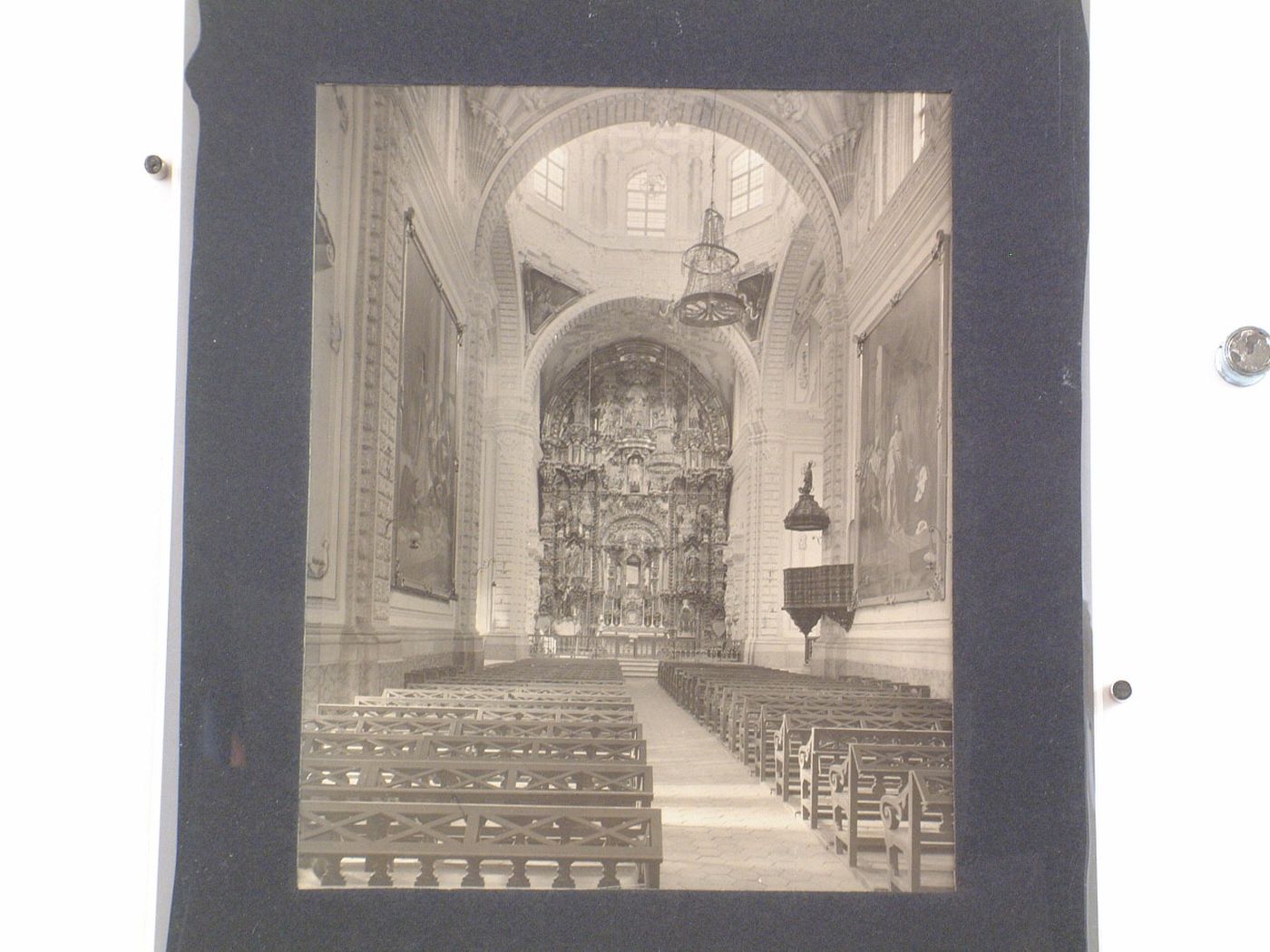 Interior view of the nave of the Church of Valenciana showing the high altar, La Valenciana, Guanajuato