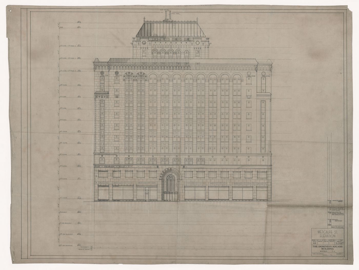 Elevation for Dominion Square Building, Montreal, Québec