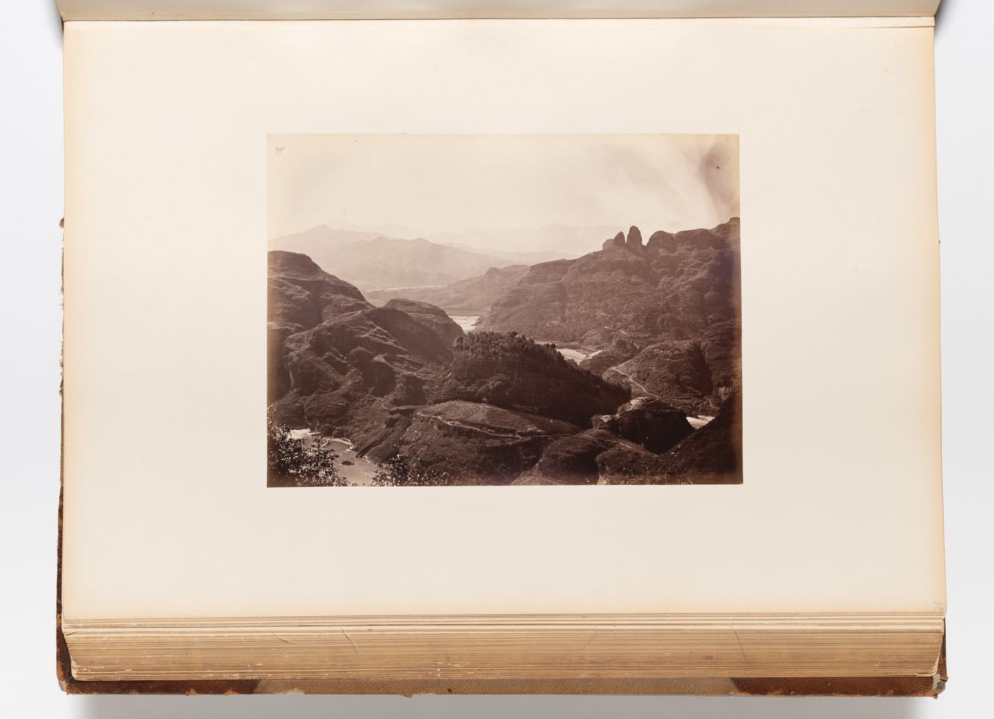 Panoramic view of mountains, a canyon and a river, southern China