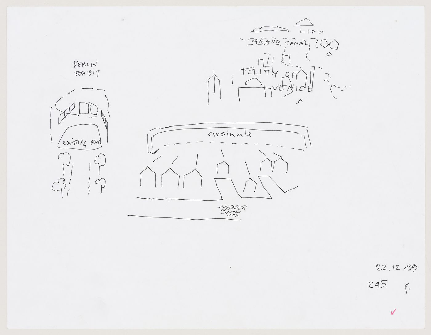 Venice: sketches of the Berlin Exhibit, Arsenale, Lido and Grand Canal