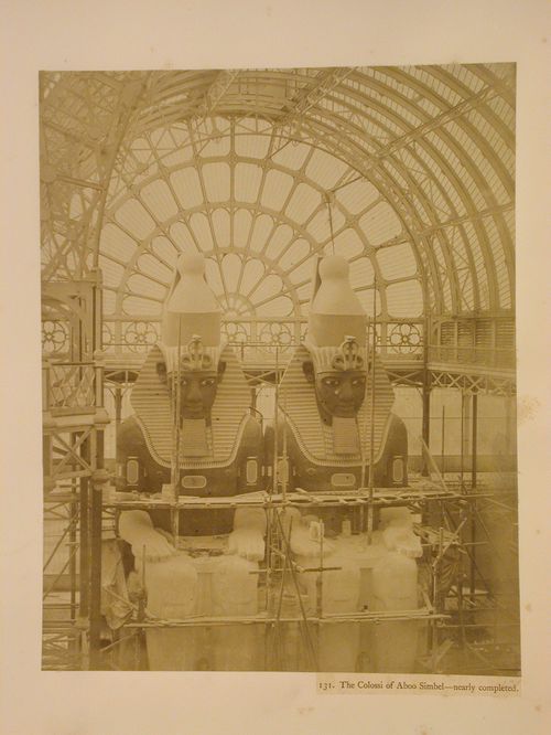 The Colossi of Aboo Simbel under process of painting, Crystal Palace, Sydenham, England