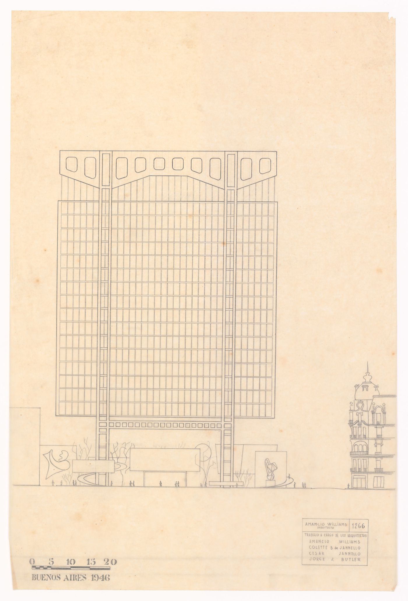 Elevation for Edifico suspendido de oficinas