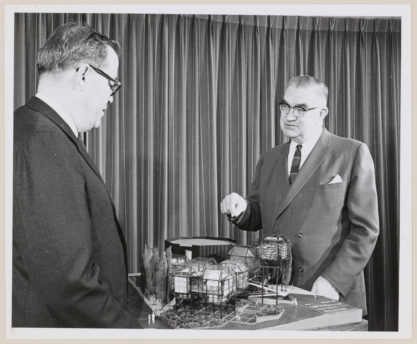 Donald Gordon and Robert F. Shaw with CN's Expo 67 pavillion model