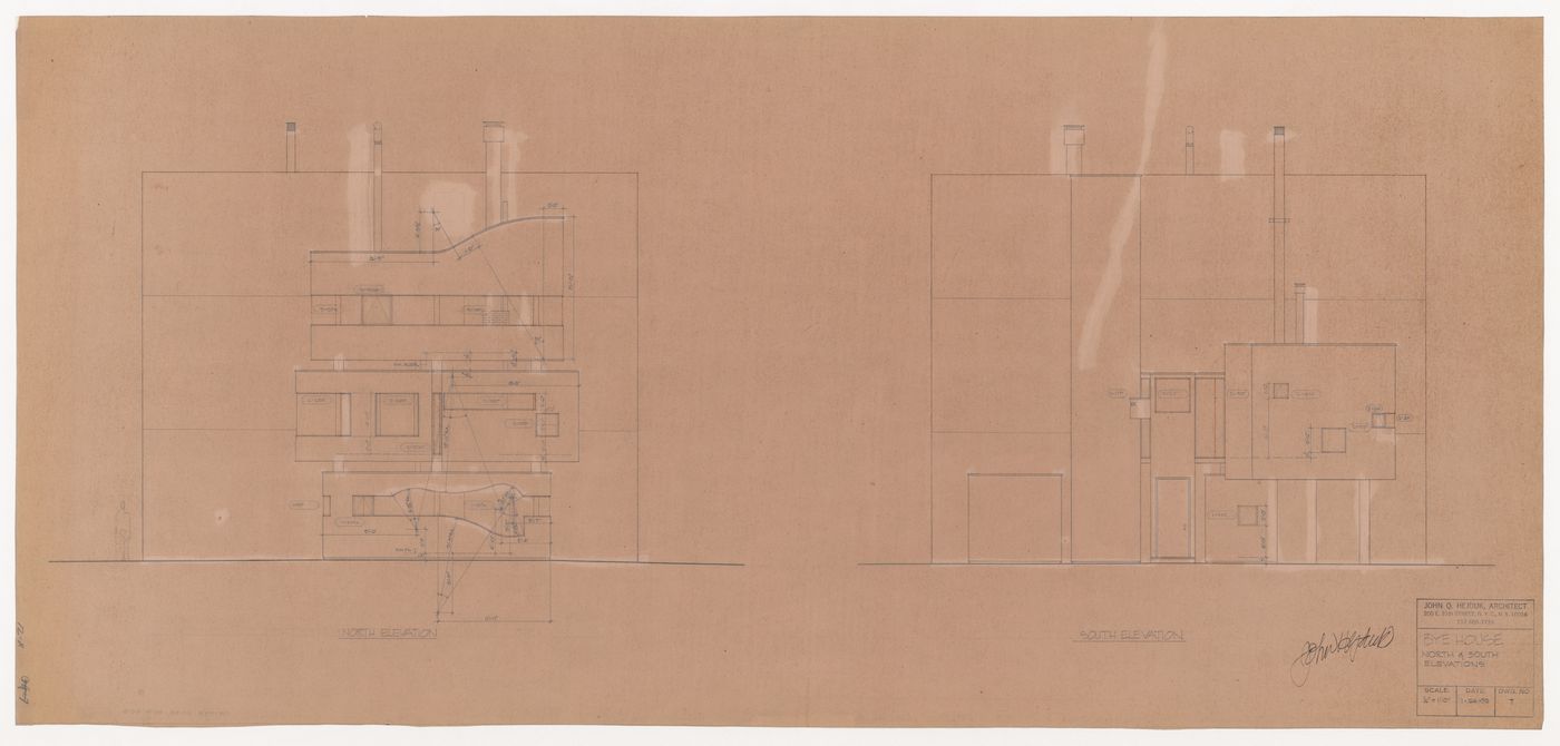 North and south elevations for Wall House 2 (Bye House)