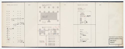 Fun Palace Project: plans showing horizontal access at high level, maximum and minimum enclosure areas, and maximum and minimum volumes enclosed