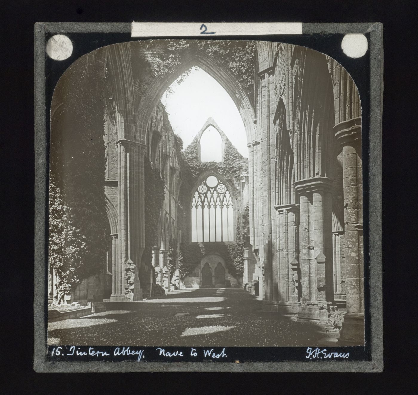 View of nave of Tintern Abbey to west, Monmouthshire, Wales