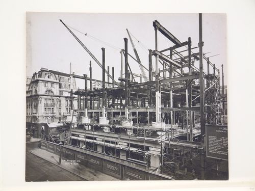 View of structural steelwork during construction for the new Selfridges Store on Oxford Street, London, United Kingdom