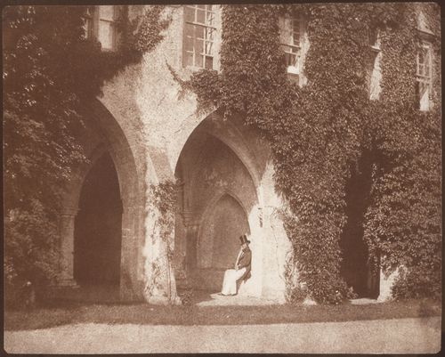 The Reverend Calvert R. Jones in the cloisters, Lacock Abbey, Wiltshire, England