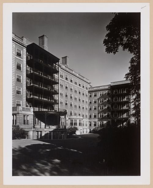 View of the rear façade of Clara Ford Nurses' Home, Henry Ford Hospital, Detroit, Michigan