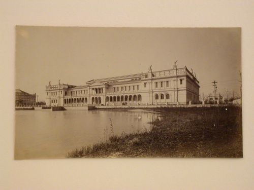 View of the east façade of the Woman's Building from the north bank of the Lagoon, 1893 Chicago World's Columbian Exhibition, Chicago, Illinois