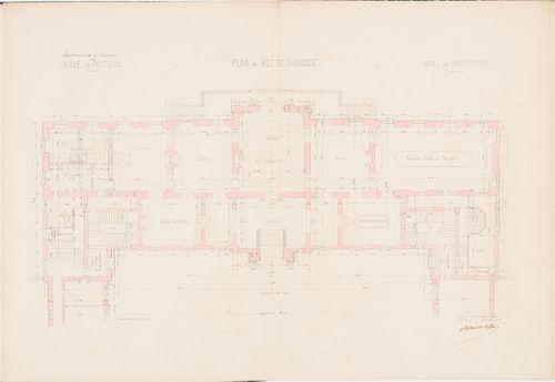 Project for a Hôtel de préfecture, Poitiers: Ground floor plan for the Hôtel du Préfet