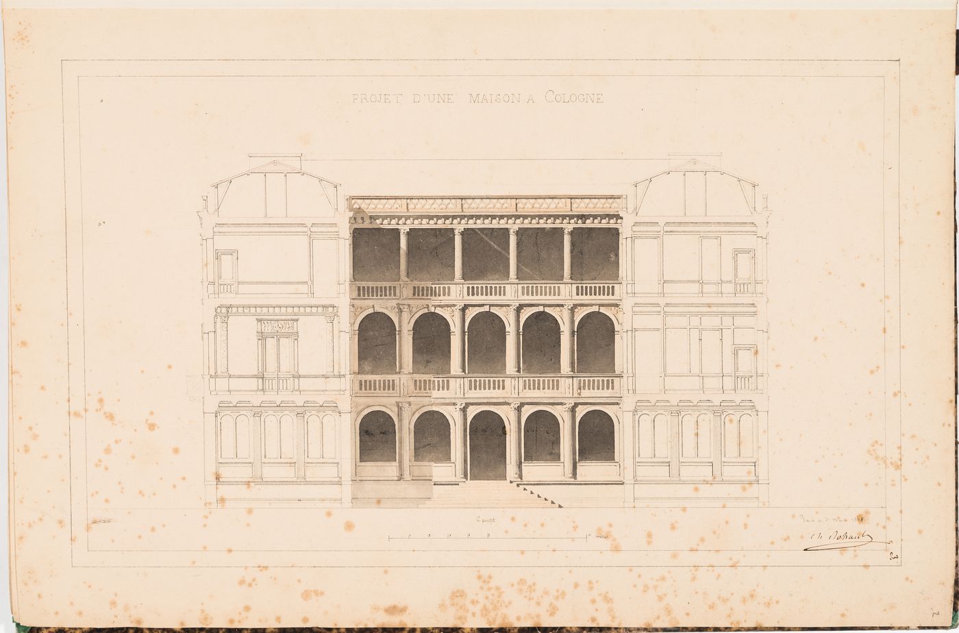 Longitudinal section for a three-storey house, Cologne
