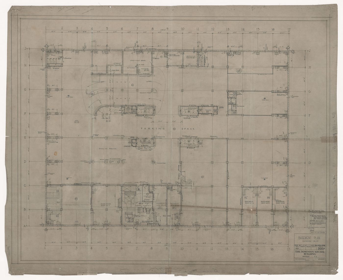 Basement plan for Dominion Square Building, Montreal, Québec