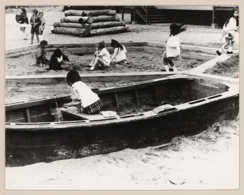 View of children playing in Southlands School Play Area, Vancouver, British Columbia