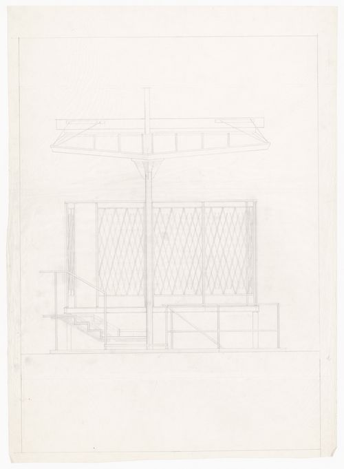 Elevation of back balcony for Casa Frea, Milan, Italy