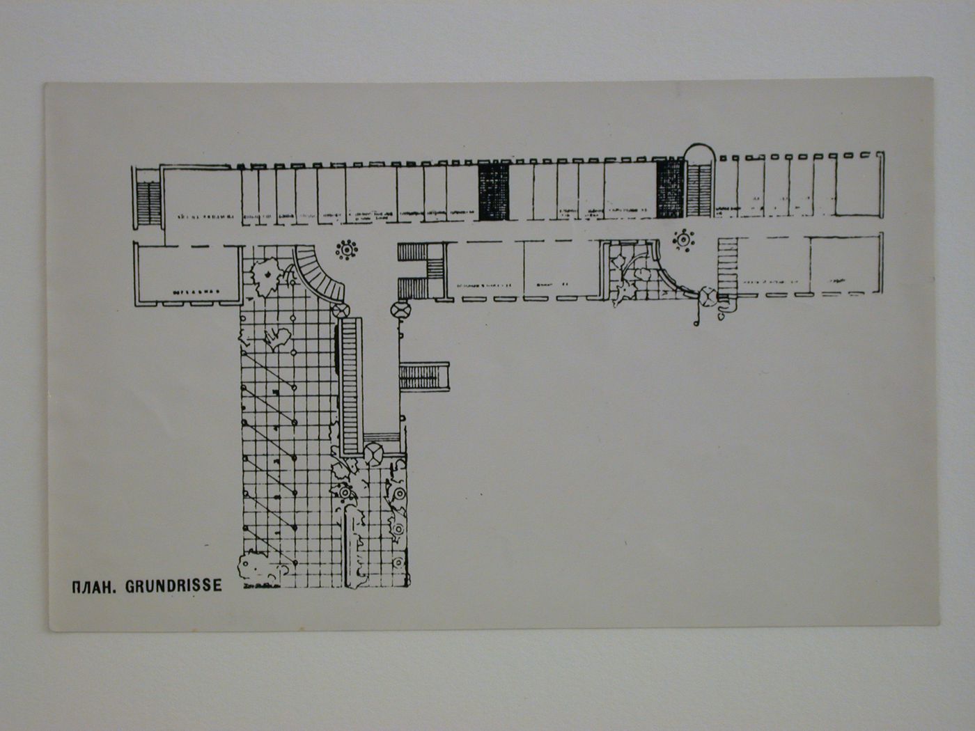 Photograph of a plan for a government office building competition, Alma-Ata, Soviet Union (now in Kazakhstan)