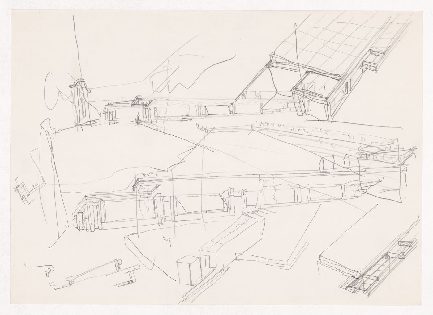 Sketch perspective and axonometric views for Ampliação do Institut Français no Porto, Porto, Portugal