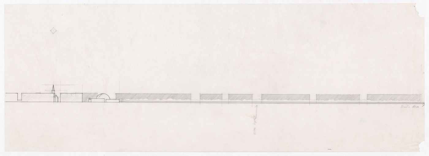 Sketch elevation for Görlitzer Bad swimming pool, Berlin, Germany
