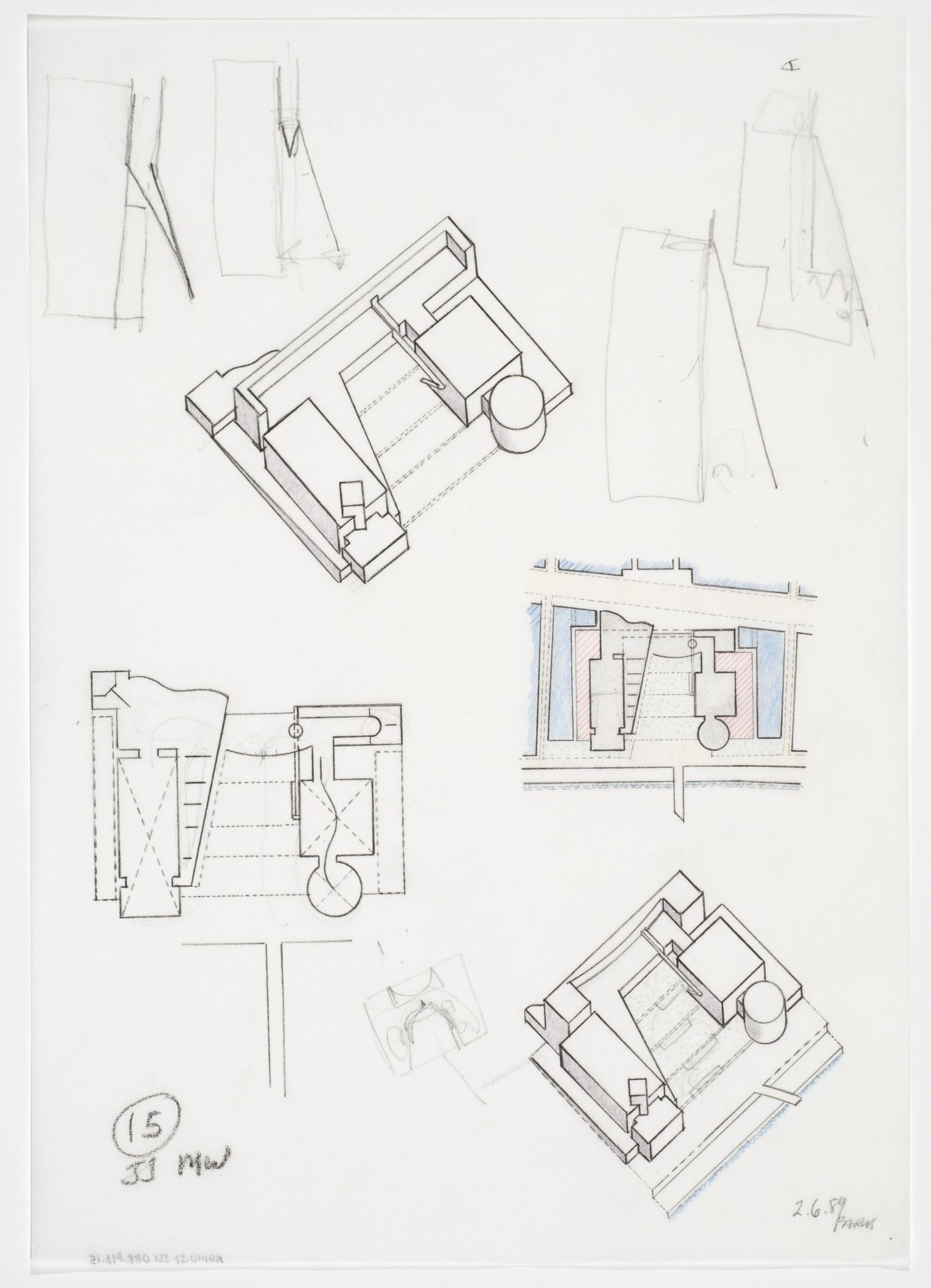 Bibliothèque de France, Paris, France: axonometrics and plans