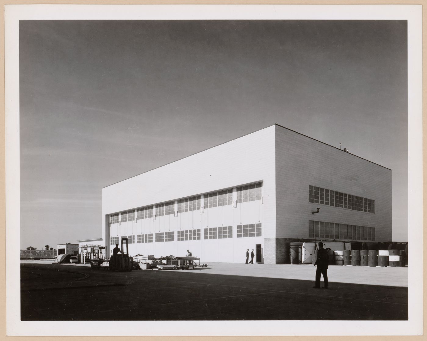 View of the principal and lateral façades of the Shipping Department, Consolidated Aircraft Corporation Assembly Plant, New Orleans, Louisiana