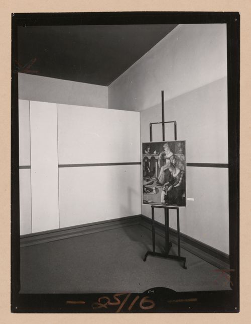 Interior view of a gallery showing a painting on an easel, Museo Correr, Venice, Italy
