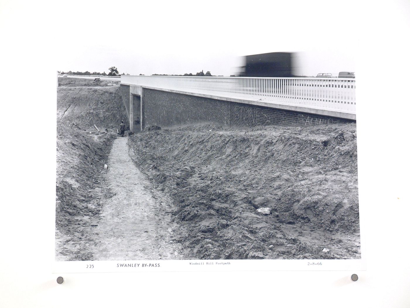 View of Windmill Hill footpath, during construction of the Swanley Bypass, England