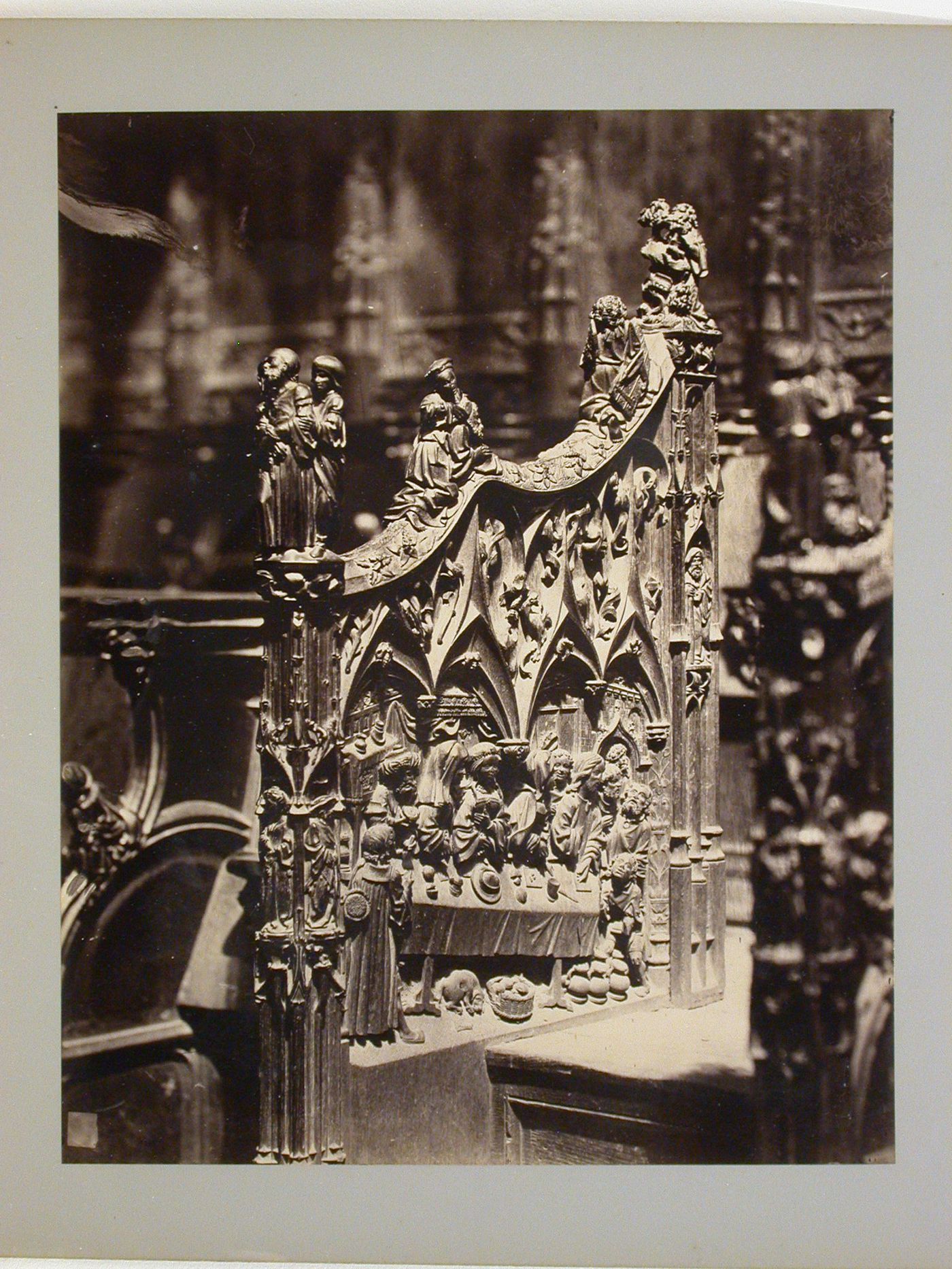Amiens Cathedral, detail of wooden carving on choir stall, Amiens, France