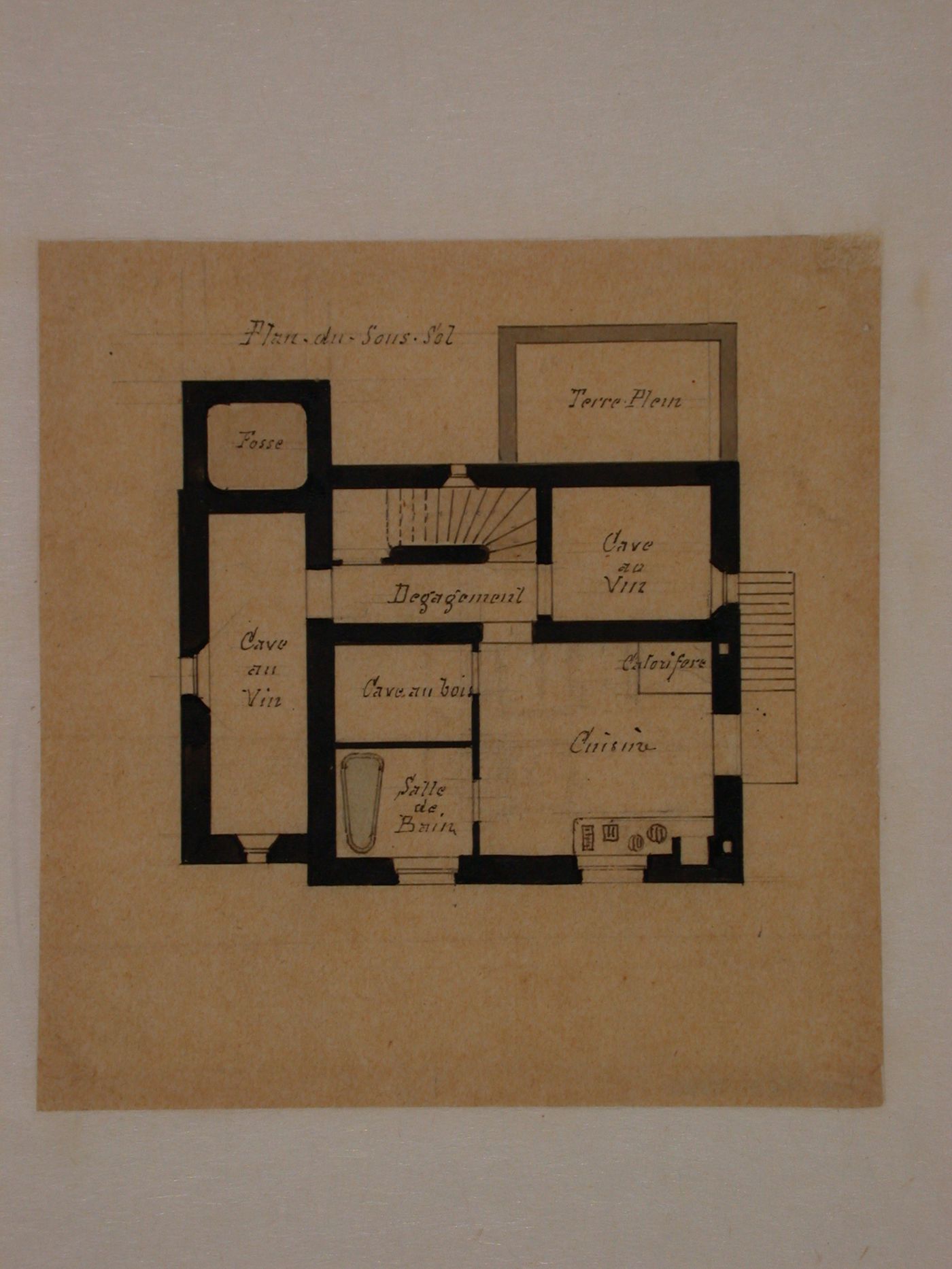 Plan for the basement for Goschler House, Le Vésinet