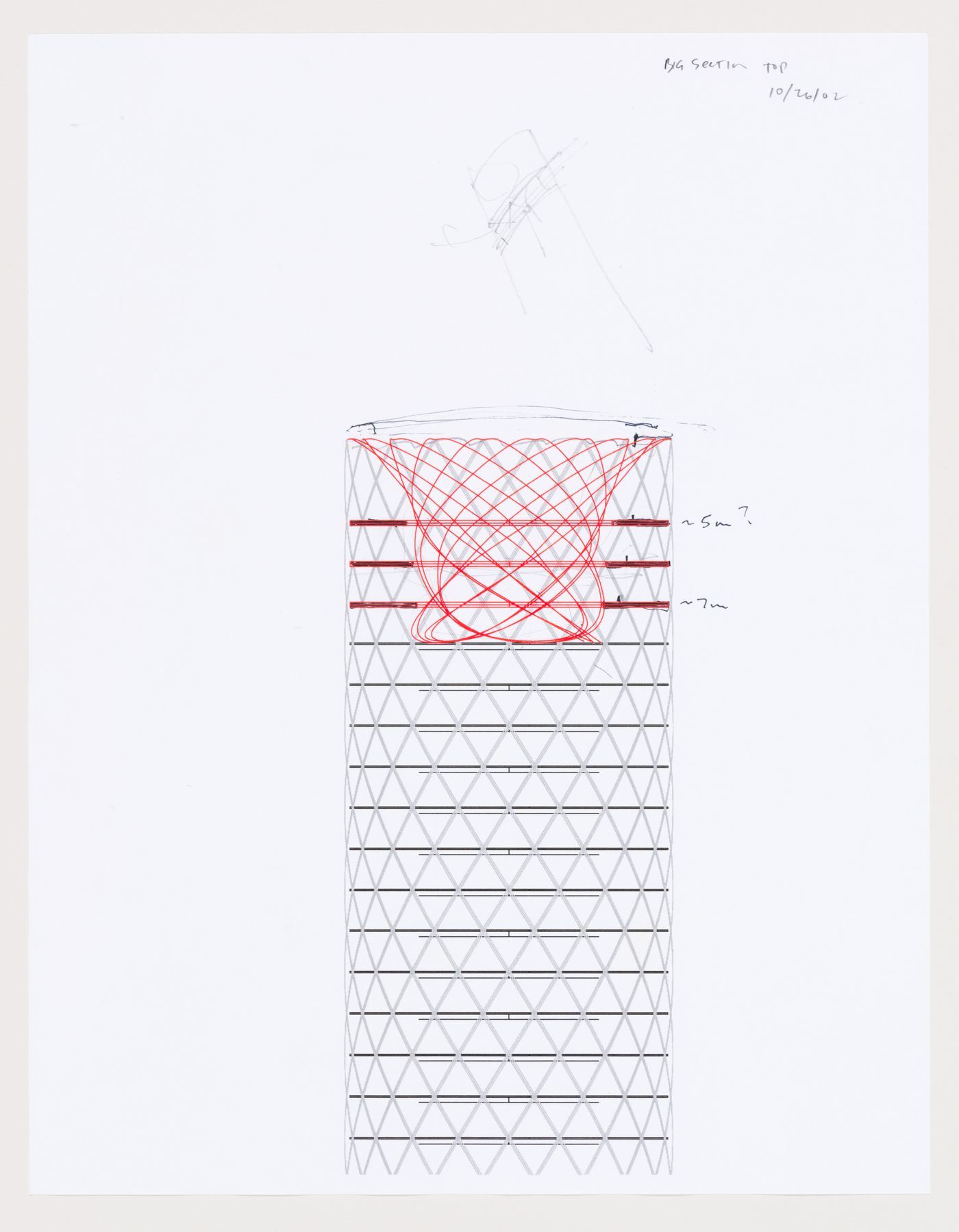 Carbon Tower: study of the section top of the tower