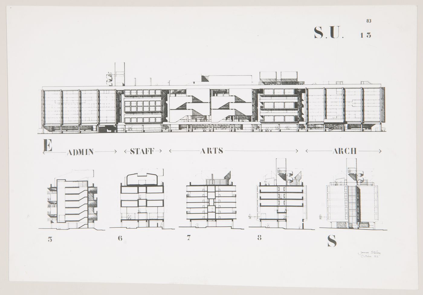 University of Sheffield, Sheffield, England: photograph of elevations and sections