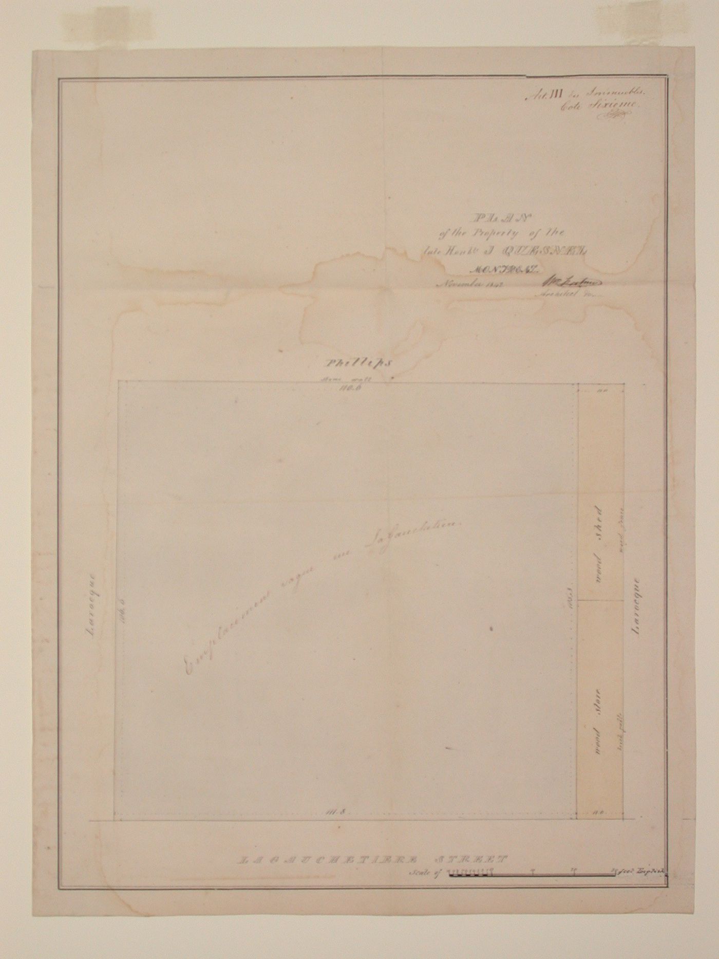 Property of J. Quesnel,Craig & Cote Sts. - plan