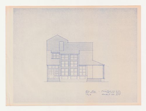 East elevation for the Hanks-Paré Residence, Tuxedo Park, New York