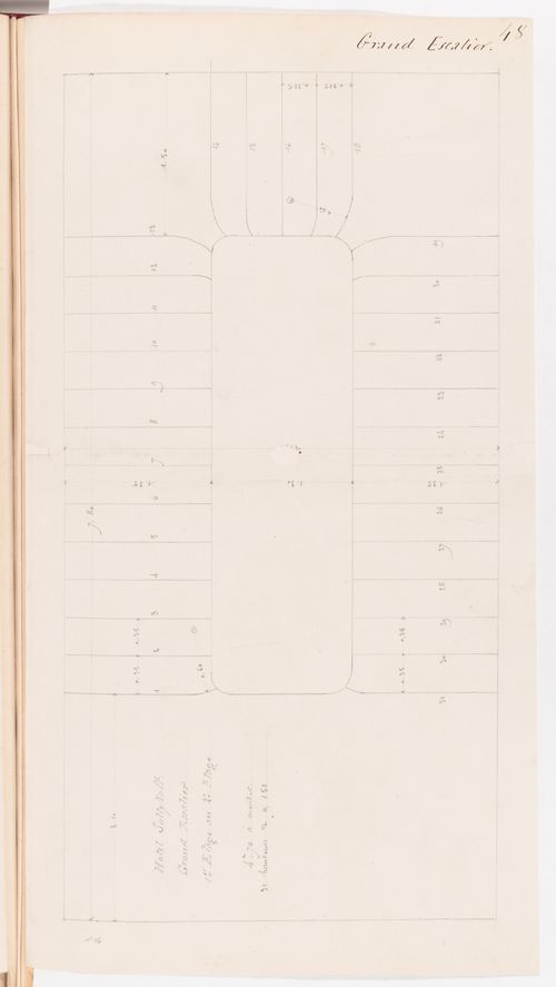 Plan for the grand staircase between the first and second floors, Hôtel Soltykoff