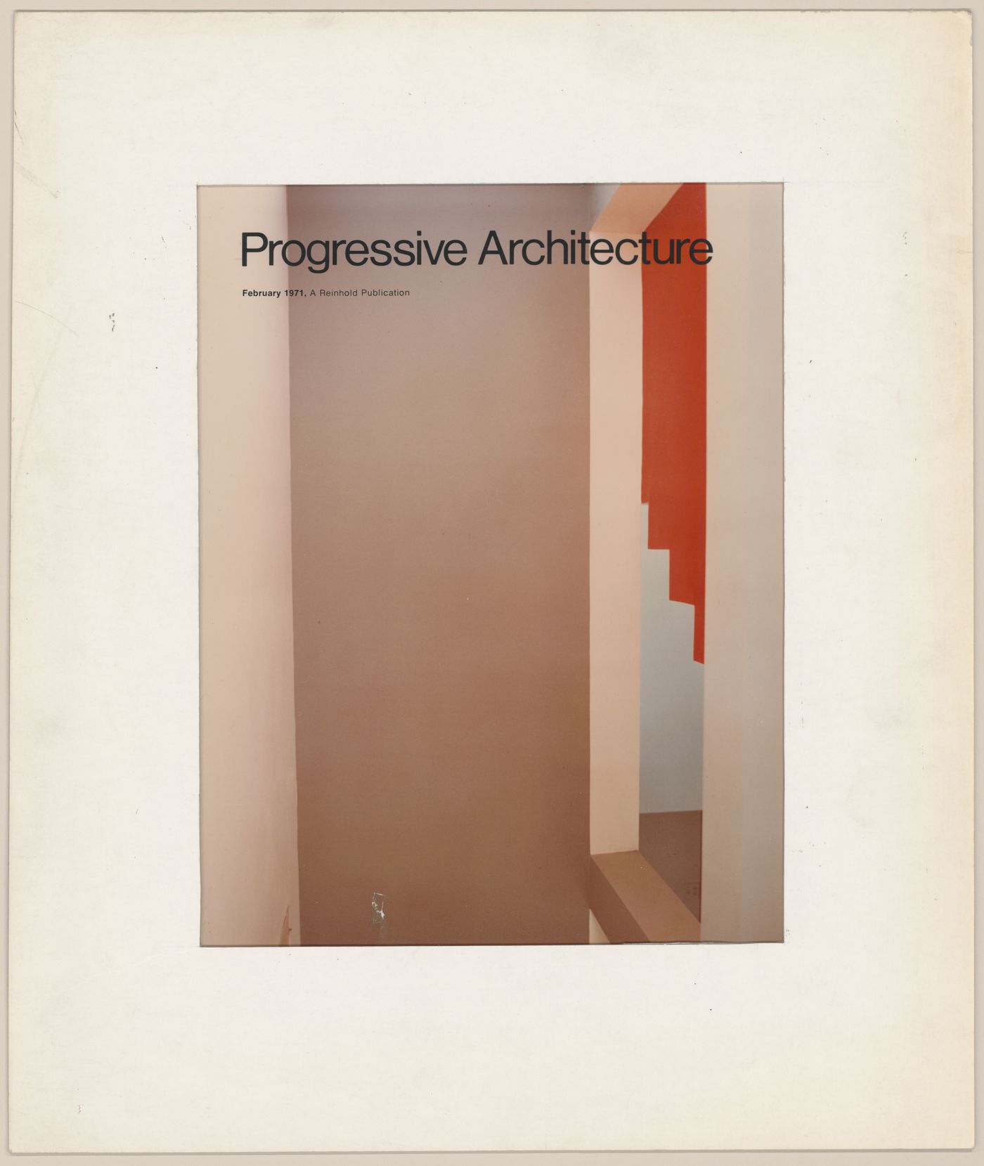 Dommy of the cover for Progressive Architecture magazine showing an interior view of House VI, Cornwall, Connecticut
